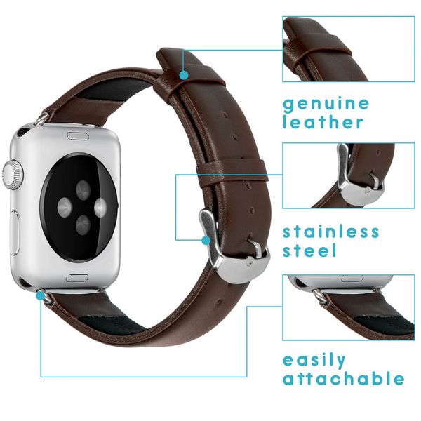 imoshion Effen leder bandje Apple Watch Series 1-10 / SE / Ultra (2) - 42/44/45/46/49 mm