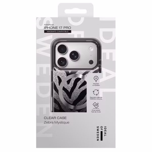 iDeal of Sweden Clear Case Limited met MagSafe Apple iPhone 17 Pro - Zebra Mystique