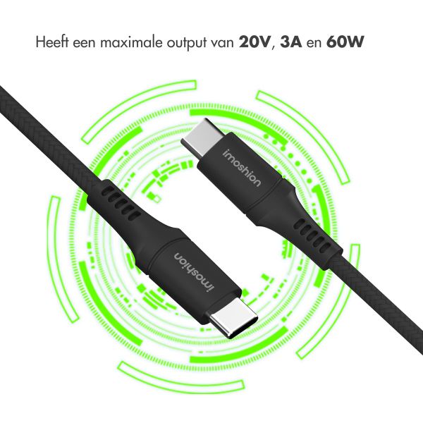 imoshion Braided USB-C naar USB-C kabel - 0,25 meter - Zwart