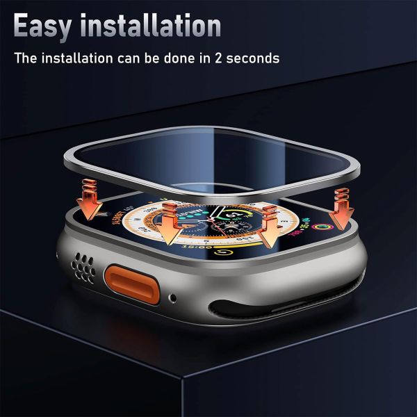 WiWu Easy install gehard glazen screenprotector met rand Apple Watch Series 4-6 / SE - 44 mm - Zilver