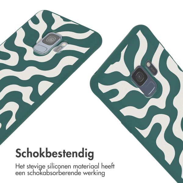 imoshion Siliconen design hoesje met koord Samsung Galaxy S9 - Petrol Green Groovy