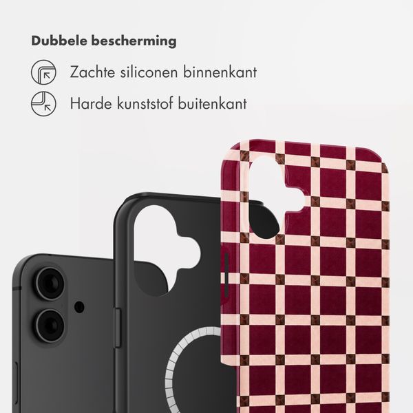 Selencia Vivid Backcover met MagSafe Apple iPhone 16 - Check This Burgundy