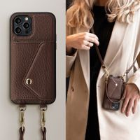 Selencia Sera Telefoonhoes met Koord en Envelop Pashouder Apple iPhone 12 Pro - Chocolate Brown