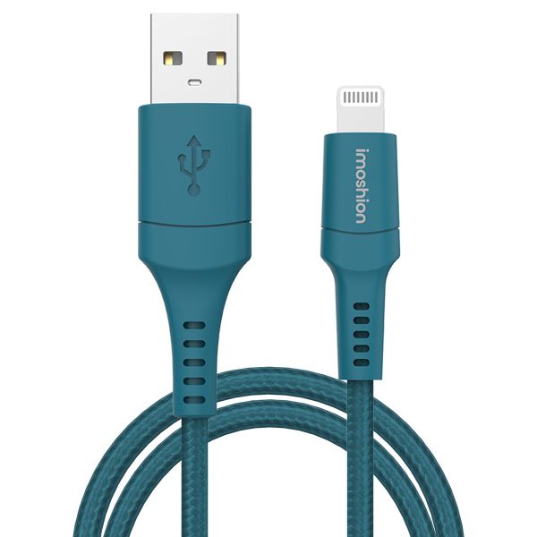 imoshion Lightning naar USB kabel - Non-MFi - Gevlochten textiel - 2 meter - Donkerblauw