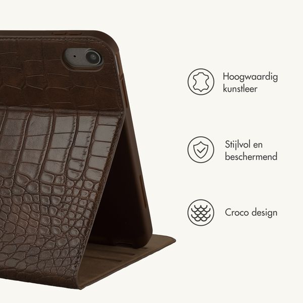 Selencia Croco bookcase Apple iPad Air 11 inch (2026) M4 / (2025) M3 / (2024) M2 / Air 5 (2022) / Air 4 (2020) - Choco Brown