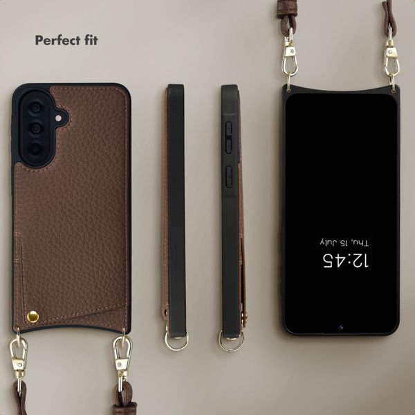 Selencia Nova Phone Case with Cord and Card Holder Samsung Galaxy A37 (5G) - Mocha Brown