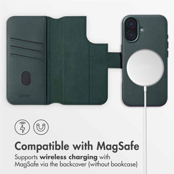 Accezz 2-in-1 Leather Bookcase with MagSafe Apple iPhone 16 - Cedar Green