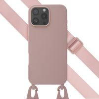 Selencia Siliconen hoesje met afneembaar koord Apple iPhone 16 Pro Max - Sand Pink