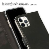 Selencia Echt Leren Bookcase Apple iPhone 12 (Pro) - Zwart