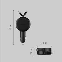 Accezz Autolader met uittrekbare kabels - USB-C / USB-C - 60W - Zwart