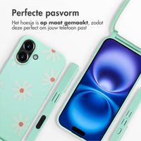 imoshion Siliconen design hoesje met koord Apple iPhone 16 - Green Flower Distance