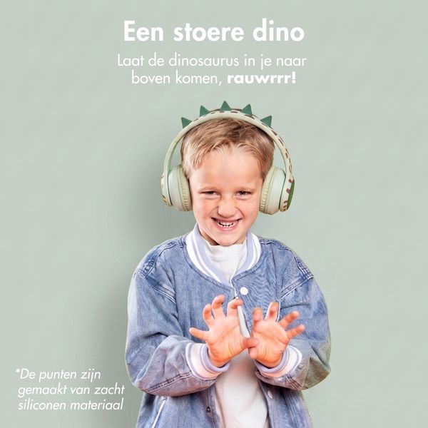 imoshion Draadloze Kinderkoptelefoon Dino - Decibelbegrenzer - Met AUX kabel - Brown / Orange