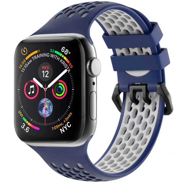 imoshion Siliconen sport bandje gesp Apple Watch Series 1-9 / SE - 38/40/41 mm / Series 10 - 42 mm - Donkerblauw / Wit