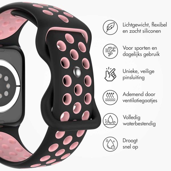 imoshion Sport⁺ bandje Apple Watch Series 1 t/m 9 / SE (38/40/41 mm) | Series 10 (42 mm) - Maat M/L - Black Pink