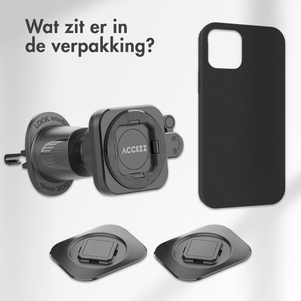 Accezz EasyLock telefoonhouder auto - inclusief hoesje iPhone 15 - Ventilatierooster - 360 graden draaibaar - Zwart