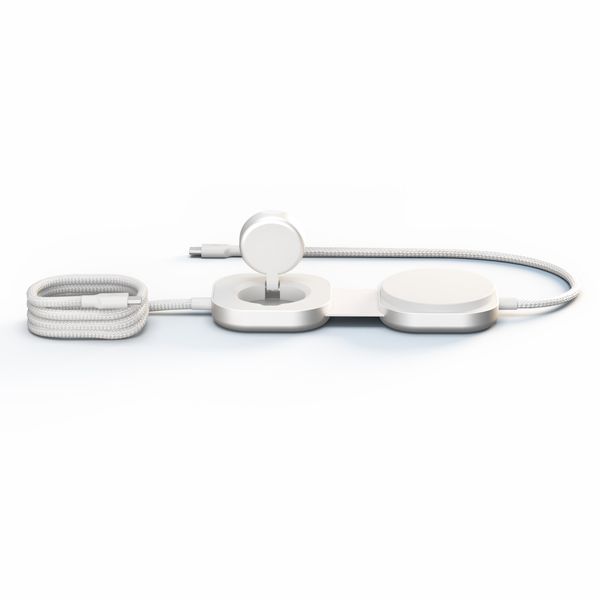Zens Pro 3 USB-C Kabel met Draadloze Oplader voor telefoon / earbuds / Apple Watch - MagSafe en Qi2 - Wit