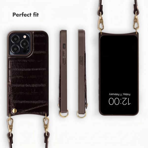 Selencia Nova Real Leather Back Cover with Card Holder Apple iPhone 14 Pro - Dark Chocolate