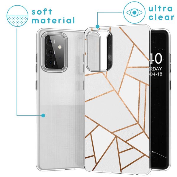 imoshion Design hoesje Samsung Galaxy A72 - Grafisch Koper / Wit