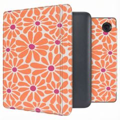 imoshion Design Slim Hard Case Sleepcover met stand Kobo Libra Colour - Orange Flowers Connect