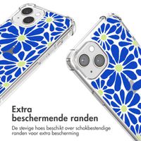 imoshion Design hoesje met koord iPhone 14 - Cobalt Blue Flowers Connect