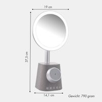 imoshion Make-up Spiegel met Bluetooth Speaker en Draadloze Oplader - Zilver