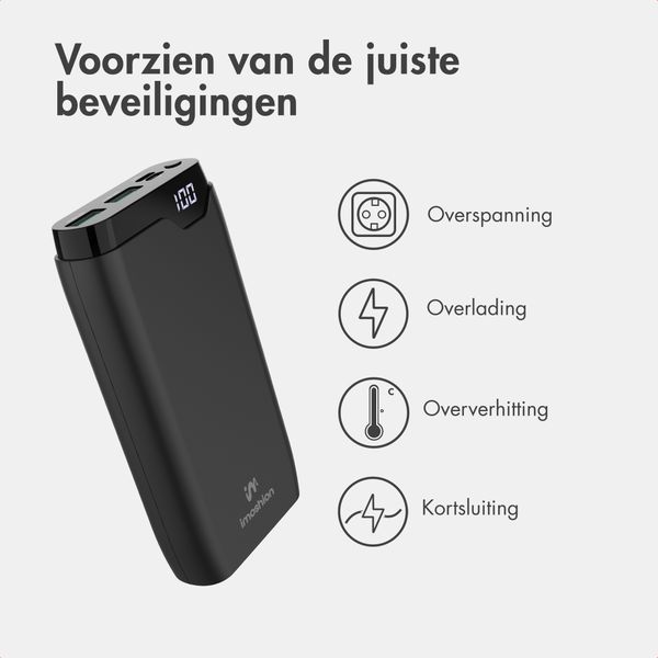 imoshion Powerbank 20.000 mAh - 22,5W Snellader - USB-C / USB-A - Zwart