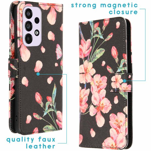 imoshion Design Softcase Bookcase Samsung Galaxy A33 - Blossom Black