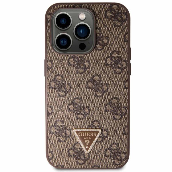 Guess 4G Logo Triangle Strass Backcover iPhone 15 Pro - Bruin