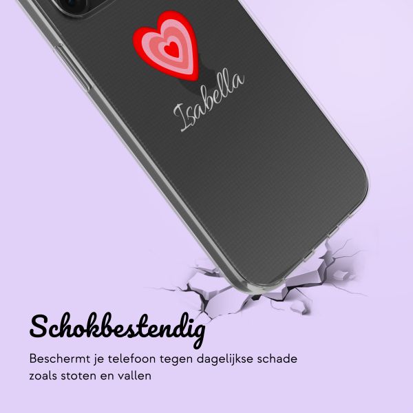 Gepersonaliseerd hoesje met hartje iPhone 12 (Pro) - Transparant