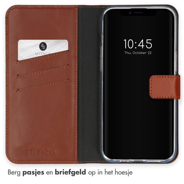 Selencia Echt Leren Bookcase Apple iPhone 15 - Lichtbruin