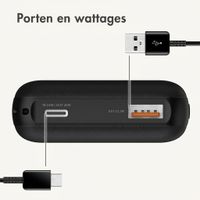 imoshion Compact Power Bank 10,000 mAh - Small power bank - 22.5W fast charger - USB-C / USB-A - Black