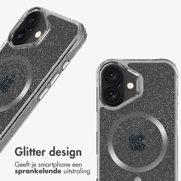 imoshion Clear Glitter Backcover met MagSafe Apple iPhone 16 - Zilver