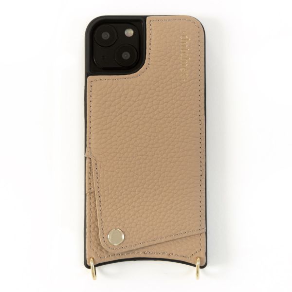 Dutchies Backcover met pashouder iPhone 14 Pro - Telefoonkoord niet inbegrepen - Beige