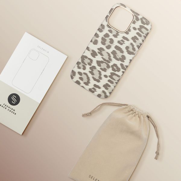 Selencia Sabi Backcover Panterprint met MagSafe Apple iPhone 16 Pro Max - Soft Ivory