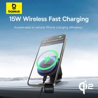 Baseus PrimeTrip Series C02 Mega Telefoonhouder auto - Magnetisch en MagSafe/Qi2 - Draadloos opladen - Zelfklevend - Zwart