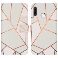 imoshion Design Softcase Bookcase Huawei P30 Lite - White Graphic