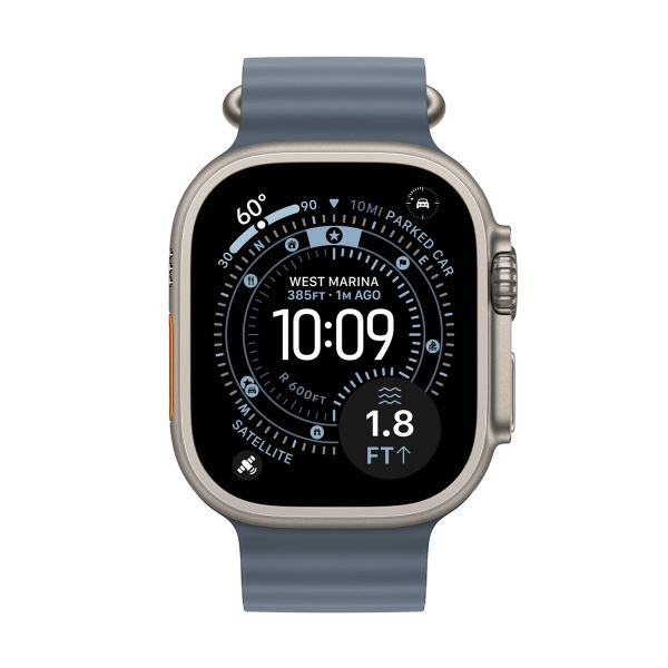 Apple Ocean Band Apple Watch Series 1 t/m 11 / SE / Ultra (44/45/46/49 mm) - Anchor Blue / Natural Titanium