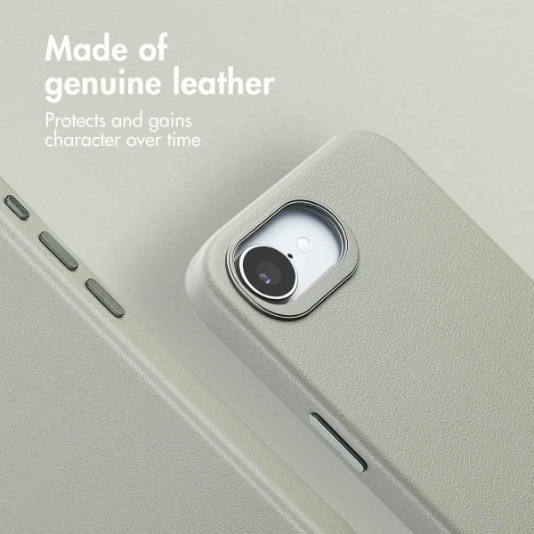 Accezz Leather Back Cover with MagSafe Apple iPhone 17e / 16e - Light Grey