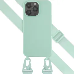 Selencia Siliconen hoesje met afneembaar koord Apple iPhone 14 Pro Max - Turquoise