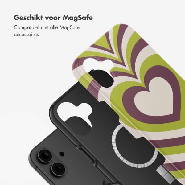 Selencia Vivid Tough Backcover met MagSafe iPhone 16 - Double Hearts Plum Fern