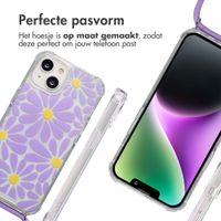 imoshion Design hoesje met koord Apple iPhone 14 - Tropical Violet Flowers Connect