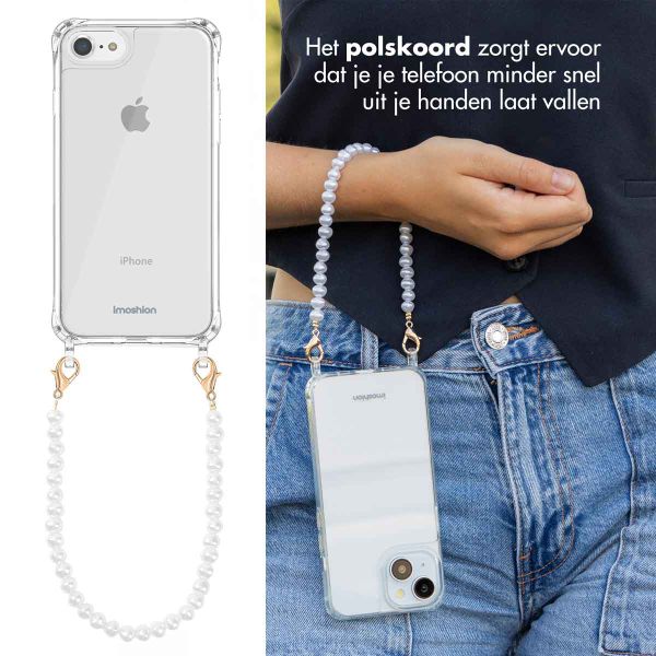 imoshion Backcover met koord + armband iPhone SE (2022 / 2020) / 8 / 7 - Parels