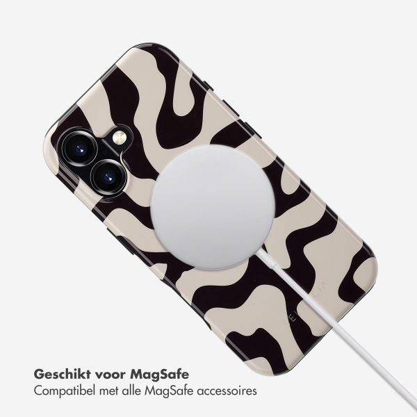 Selencia Vivid Tough Backcover met MagSafe iPhone 16 - Art Wave Black