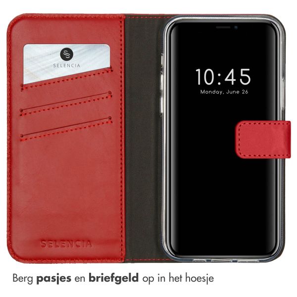 Selencia Echt Leren Bookcase Apple iPhone 12 (Pro) - Rood