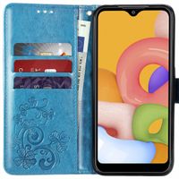 Klavertje Bloemen Bookcase Samsung Galaxy A01 - Turquoise