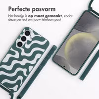 imoshion Siliconen design hoesje met koord Samsung Galaxy S25 - Petrol Green Groovy