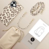 Selencia Sabi Bookcase with Leopard Print Apple iPhone 16 - Soft Ivory