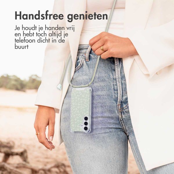 imoshion Design hoesje met koord Samsung Galaxy S25 - Smoke Green Flowers