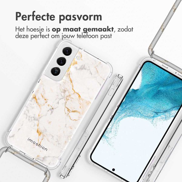 imoshion Design hoesje met koord Samsung Galaxy S22 - White Marble