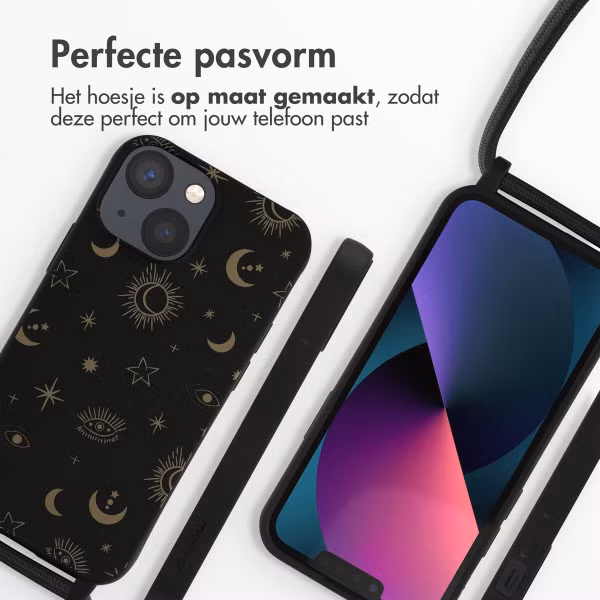 imoshion Siliconen design hoesje met koord iPhone 13 Mini - Sky Black